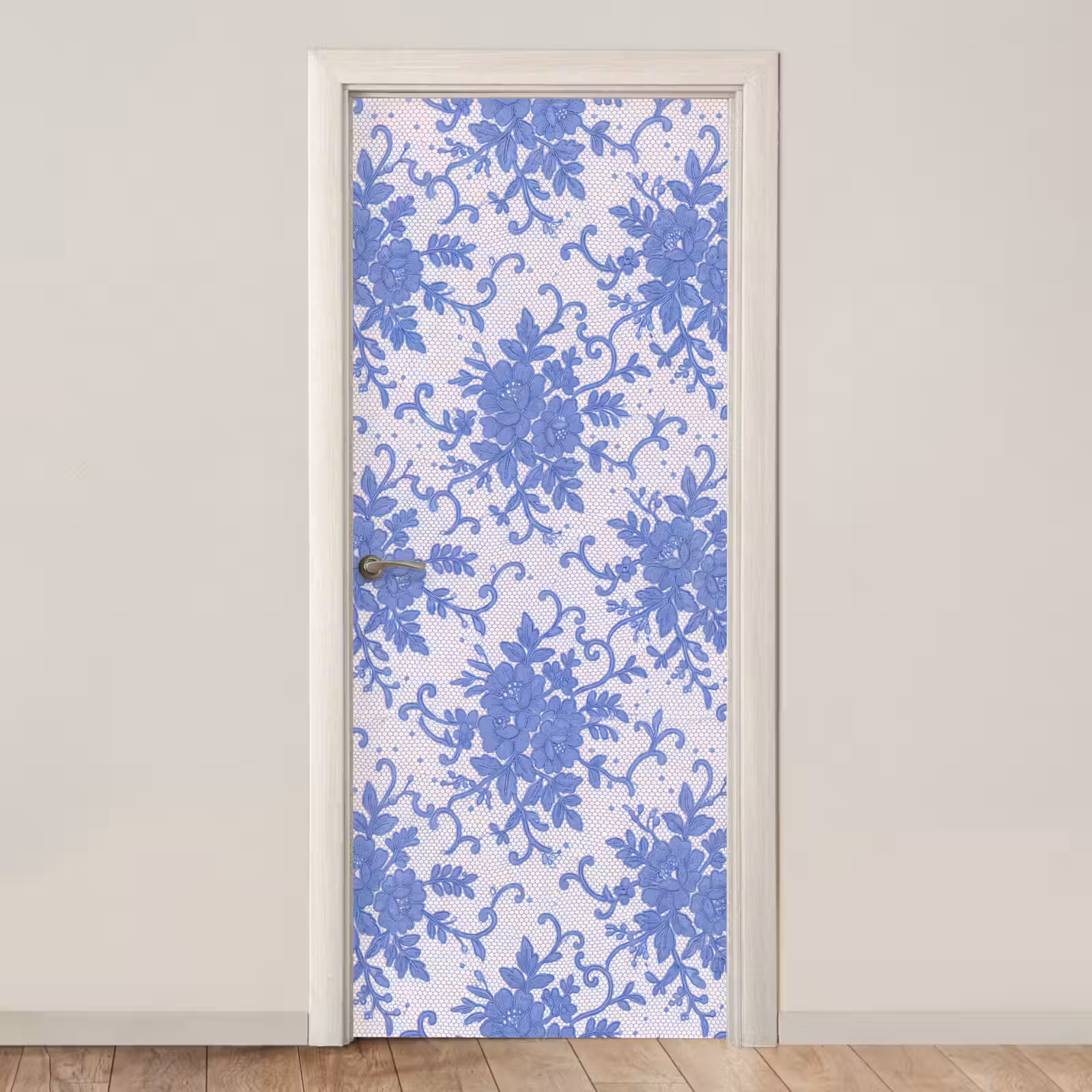 Türtapete - Spitze – Blumen – Blau — 1