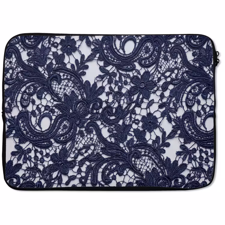Laptop hülle - Dunkelblaue Spitze – Blumen — 1