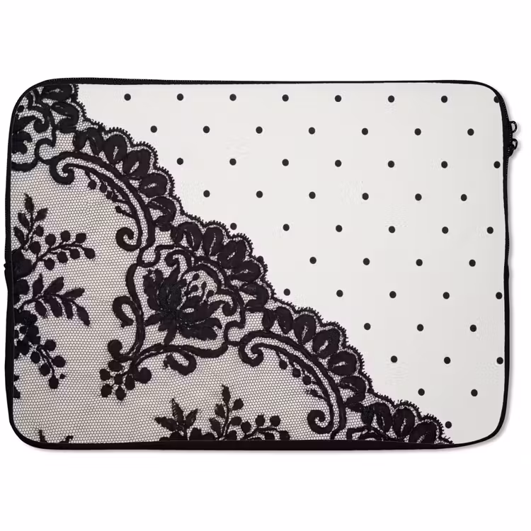 Laptop hülle - Schwarze Spitze – Blumen — 1
