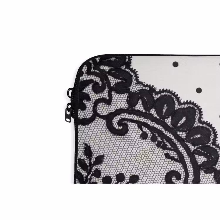 Laptop hülle - Schwarze Spitze – Blumen — 5