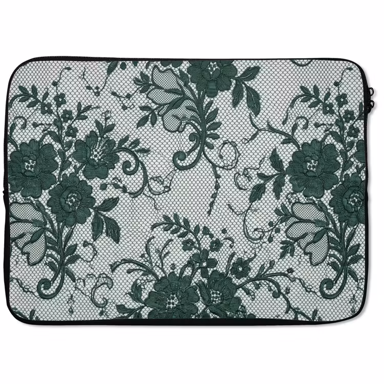 Laptop hülle - Spitze – Blumen – Grün — 1