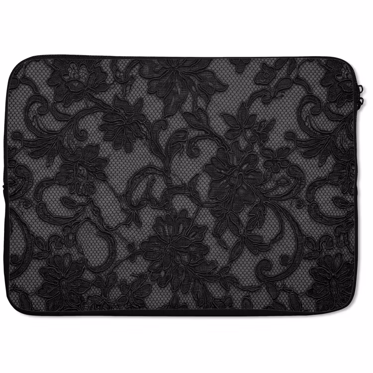 Laptop hülle - Spitze – Blumen – Schwarz — 1