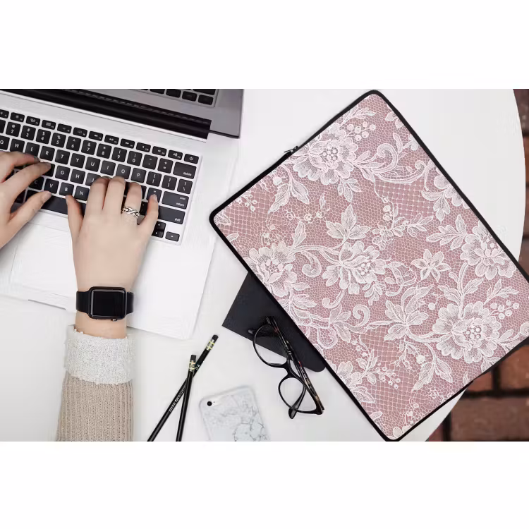 Laptop hülle - Spitze – Blumen – Weiß — 3