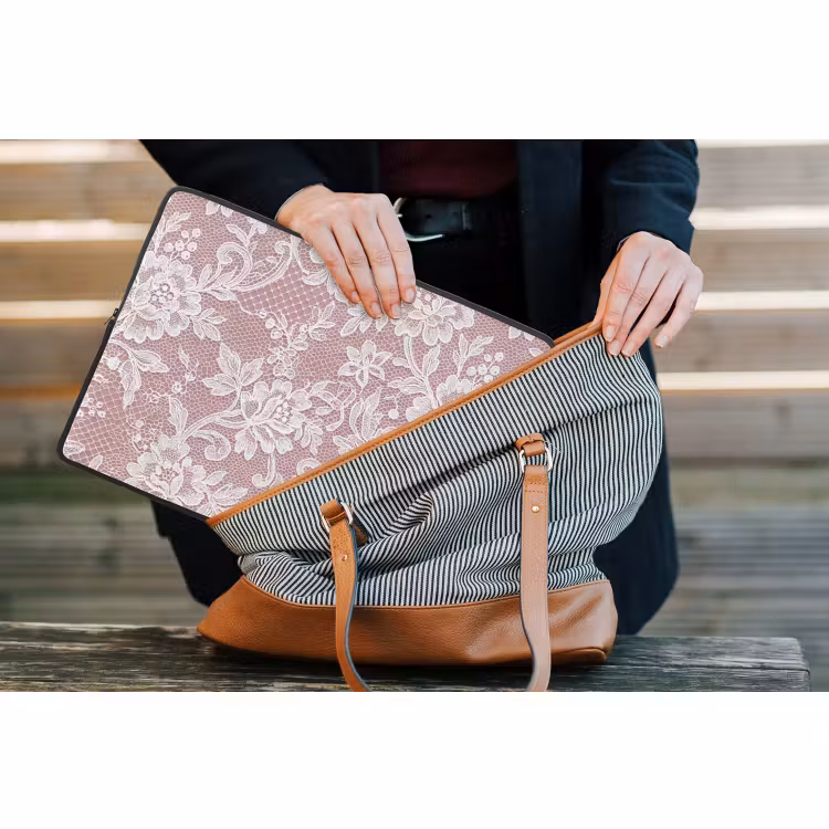 Laptop hülle - Spitze – Blumen – Weiß — 4