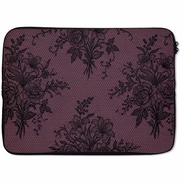 Laptop hülle - Spitzenmuster – Blumen – Lila — 1