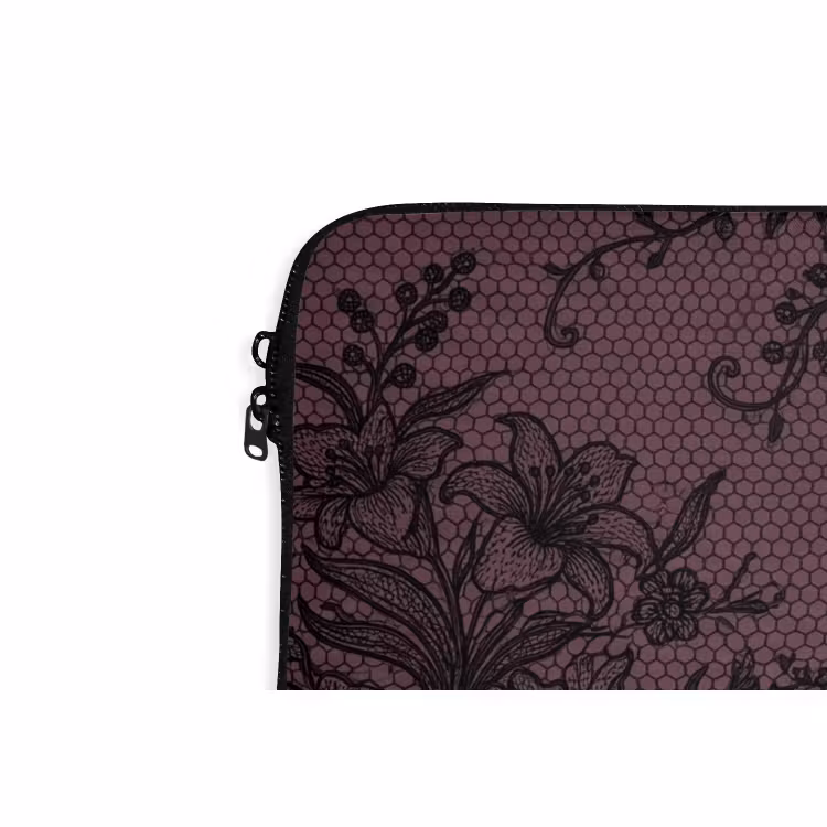 Laptop hülle - Spitzenmuster – Blumen – Lila — 5