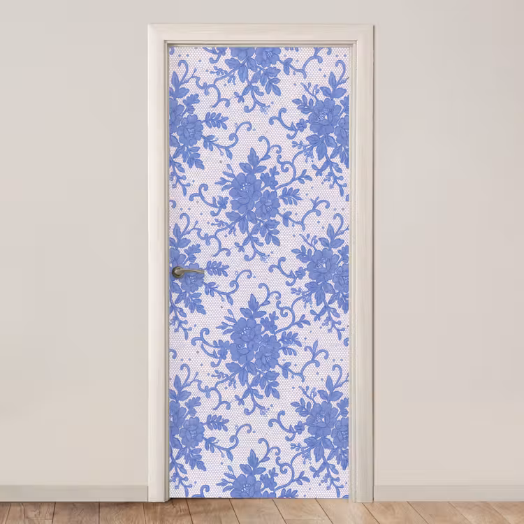 Türtapete - Spitze – Blumen – Blau — 1
