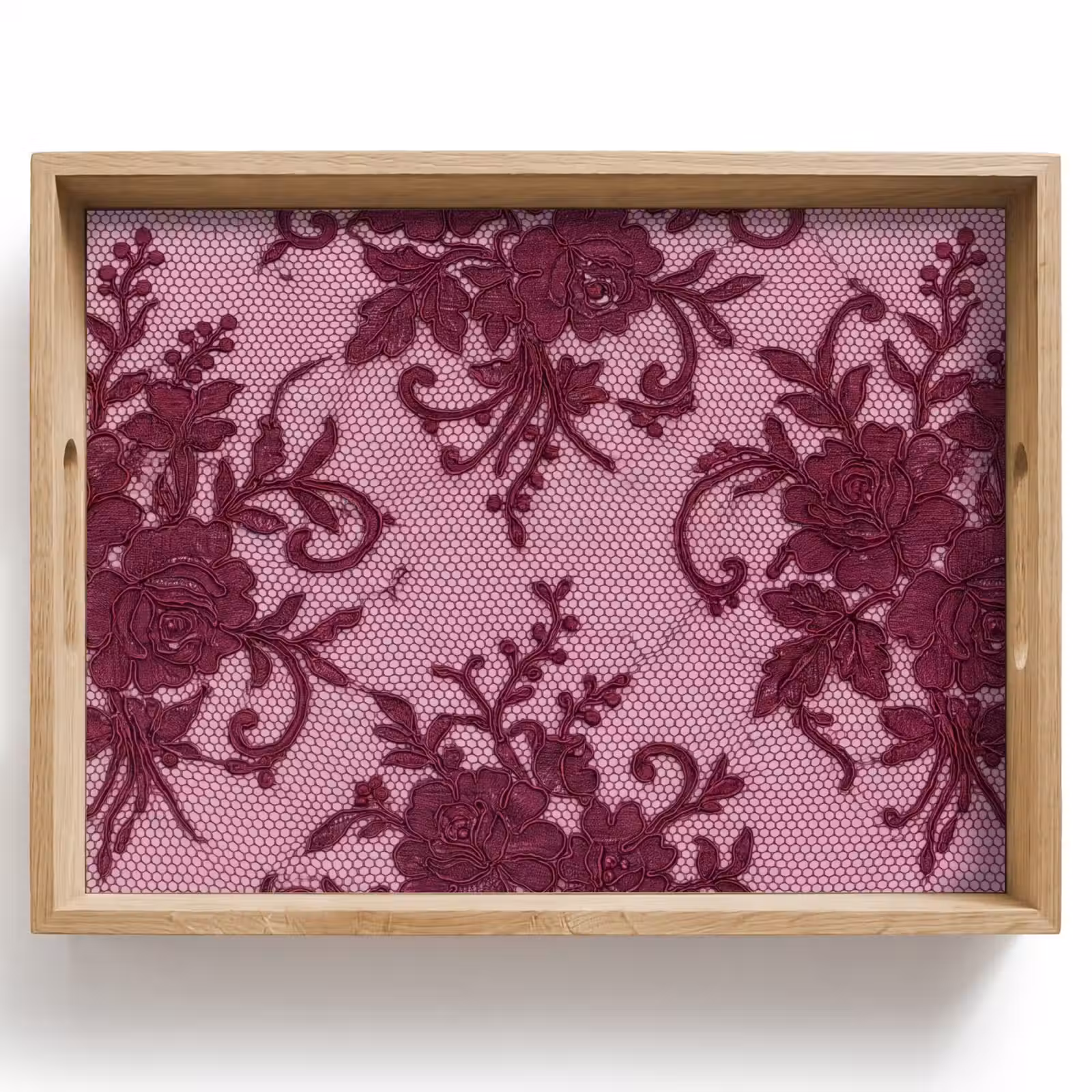 Tablett - Bordeauxrotes Spitzenmuster — 1