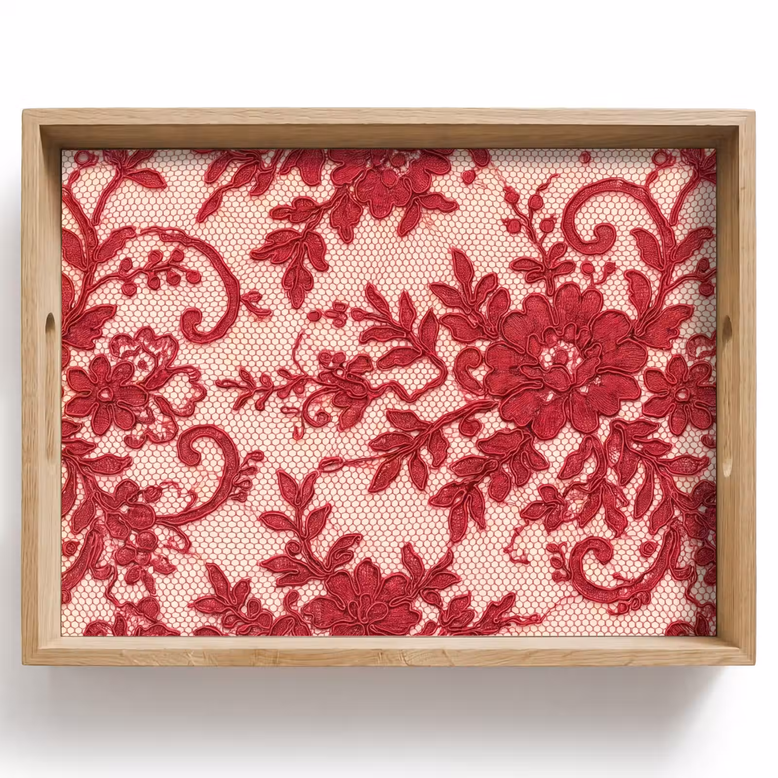 Tablett - Rote Spitze – Blumen — 1