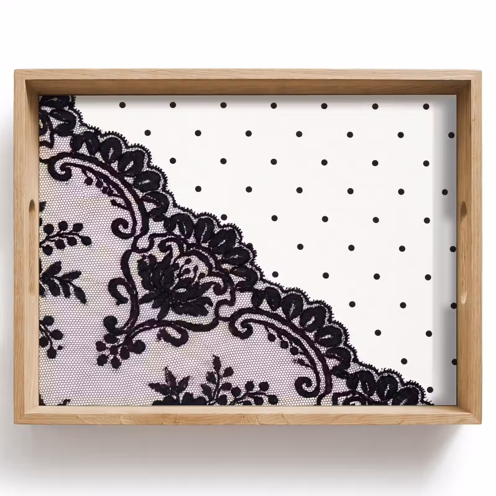 Tablett - Schwarze Spitze – Blumen — 1