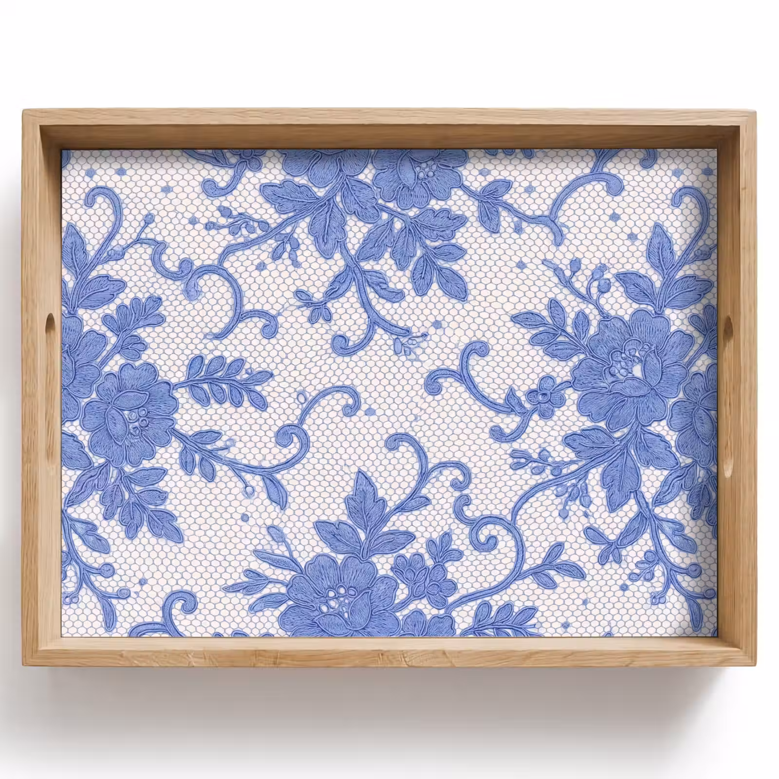 Tablett - Spitze – Blumen – Blau — 1