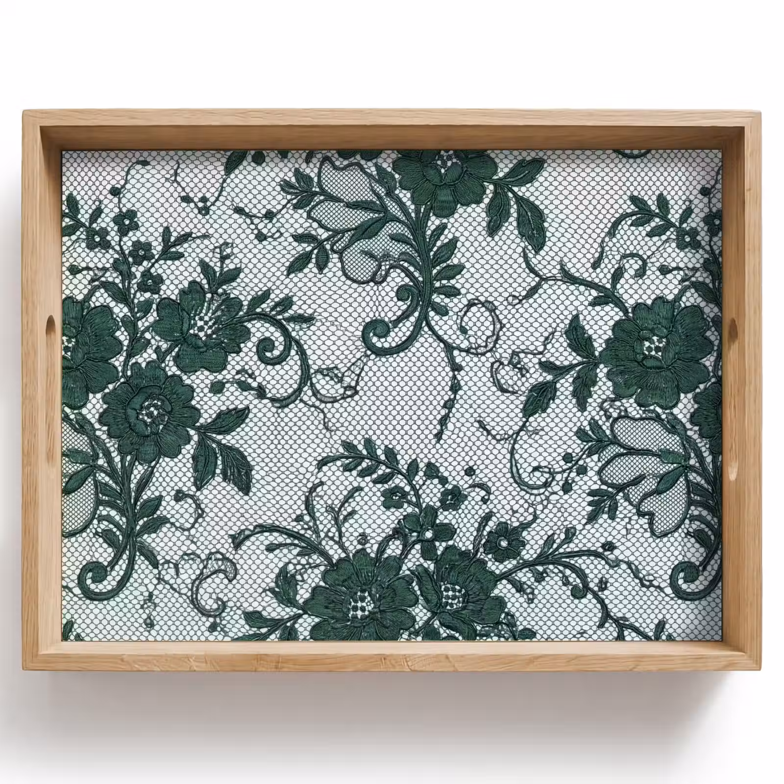 Tablett - Spitze – Blumen – Grün — 1