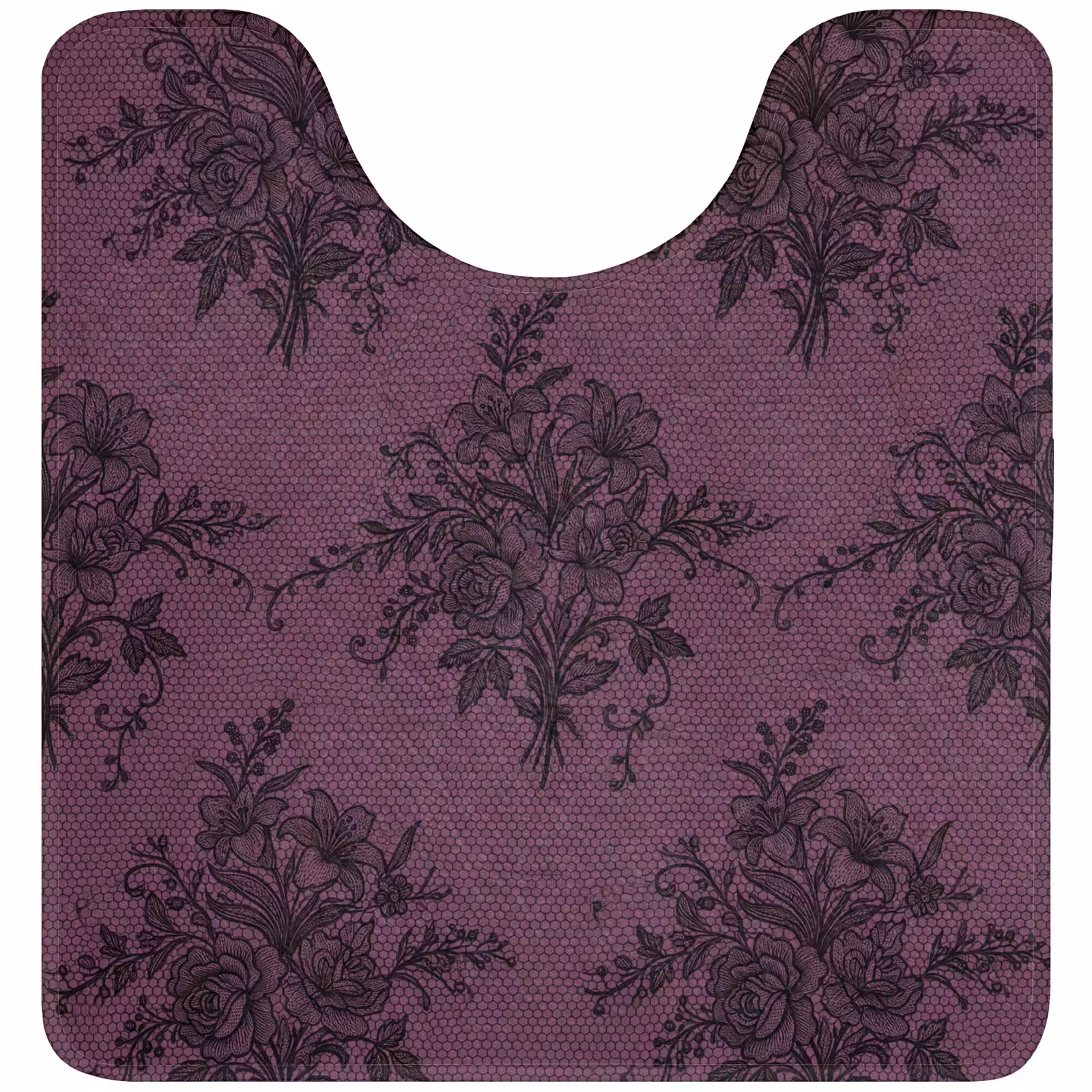 WC Vorleger - Spitzenmuster – Blumen – Lila — 1