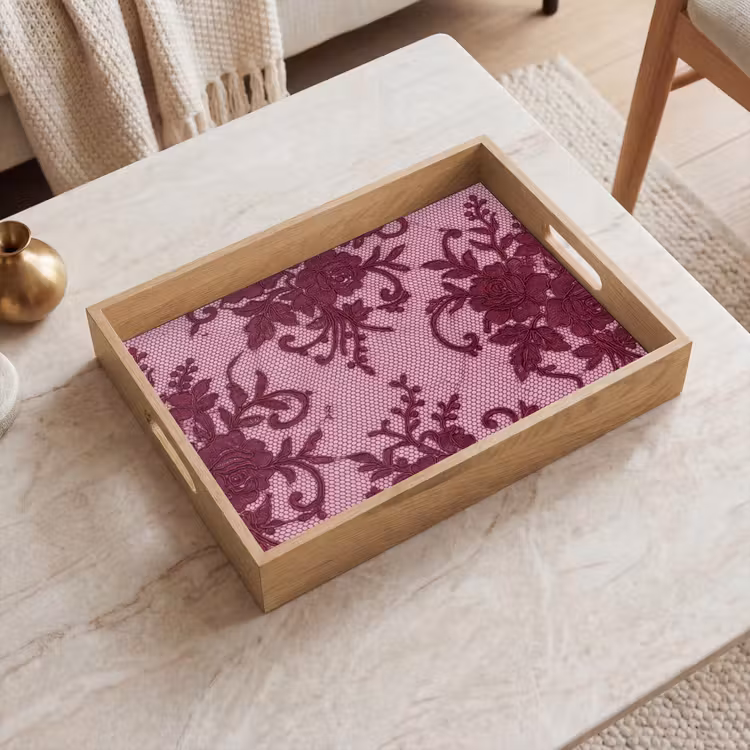 Tablett - Bordeauxrotes Spitzenmuster — 2