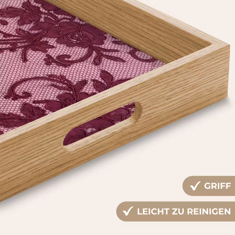 Tablett - Bordeauxrotes Spitzenmuster — 5