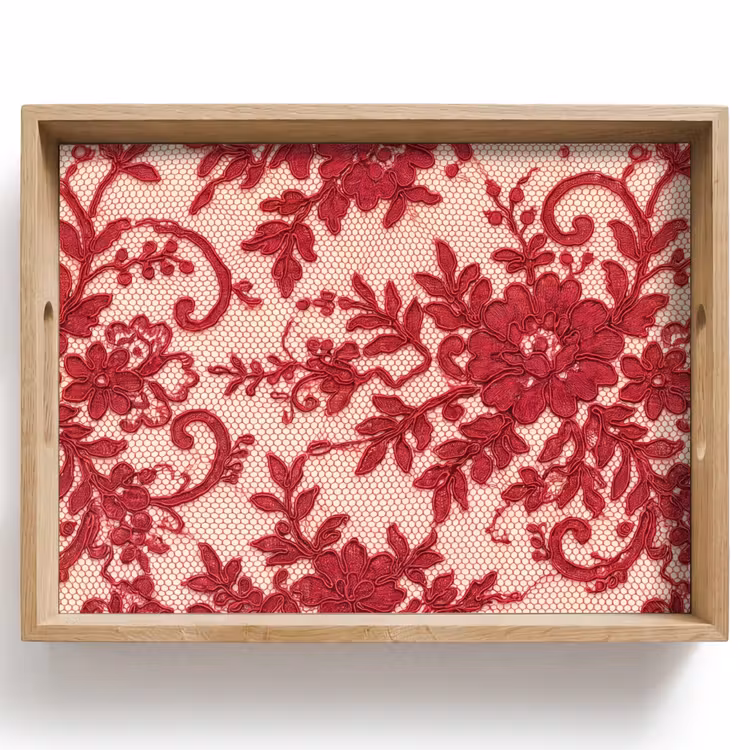 Tablett - Rote Spitze – Blumen — 1