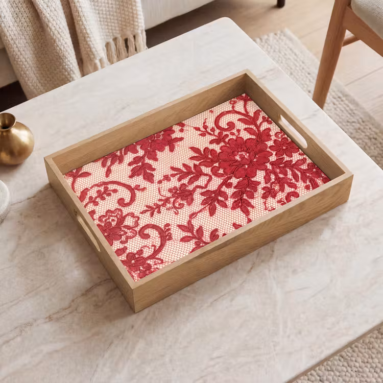 Tablett - Rote Spitze – Blumen — 2
