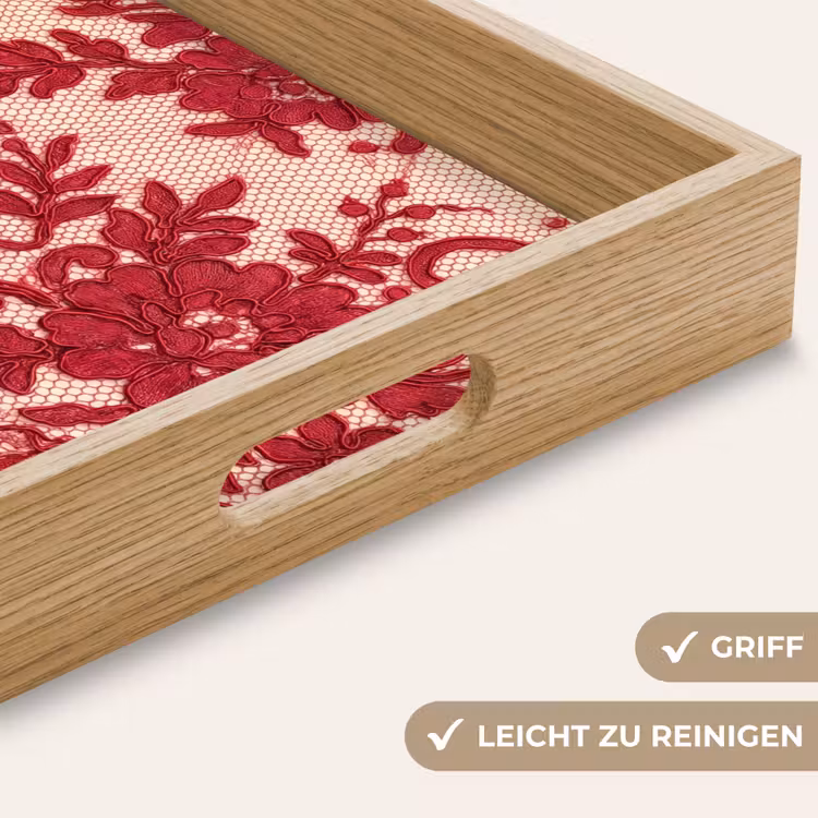Tablett - Rote Spitze – Blumen — 5