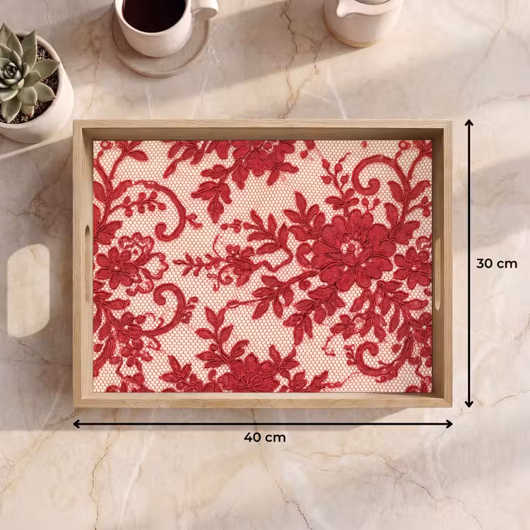 Tablett - Rote Spitze – Blumen — 9