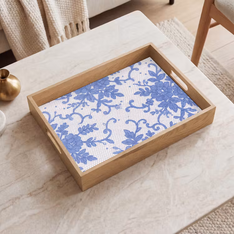 Tablett - Spitze – Blumen – Blau — 2