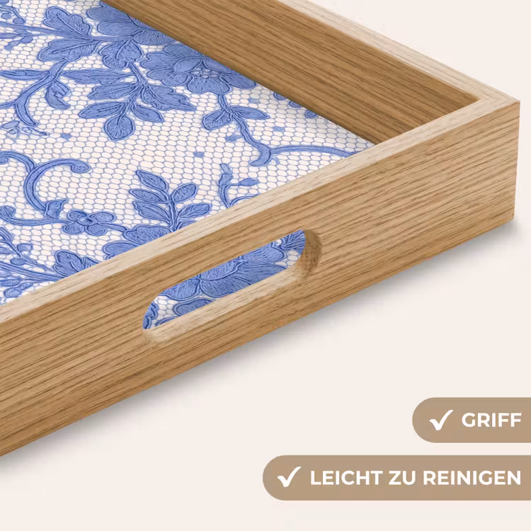 Tablett - Spitze – Blumen – Blau — 5
