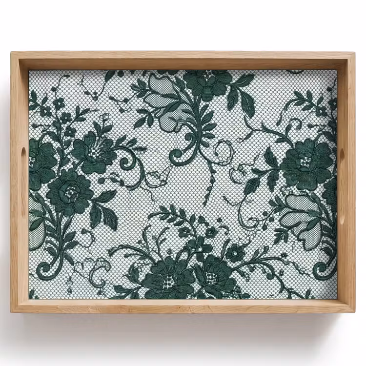 Tablett - Spitze – Blumen – Grün — 1