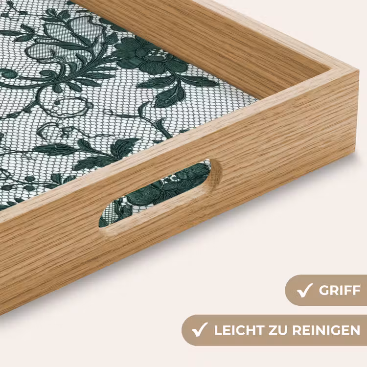 Tablett - Spitze – Blumen – Grün — 5