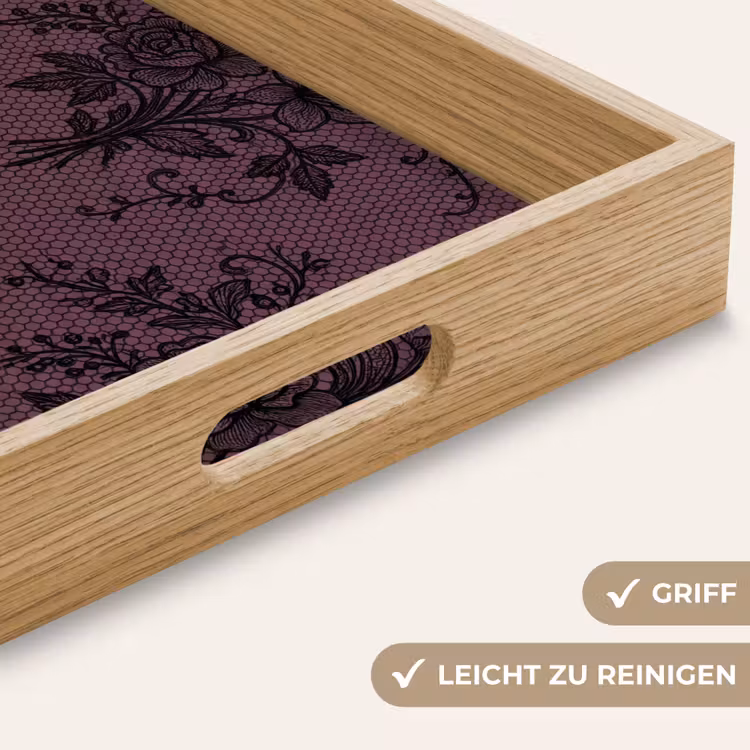 Tablett - Spitzenmuster – Blumen – Lila — 5
