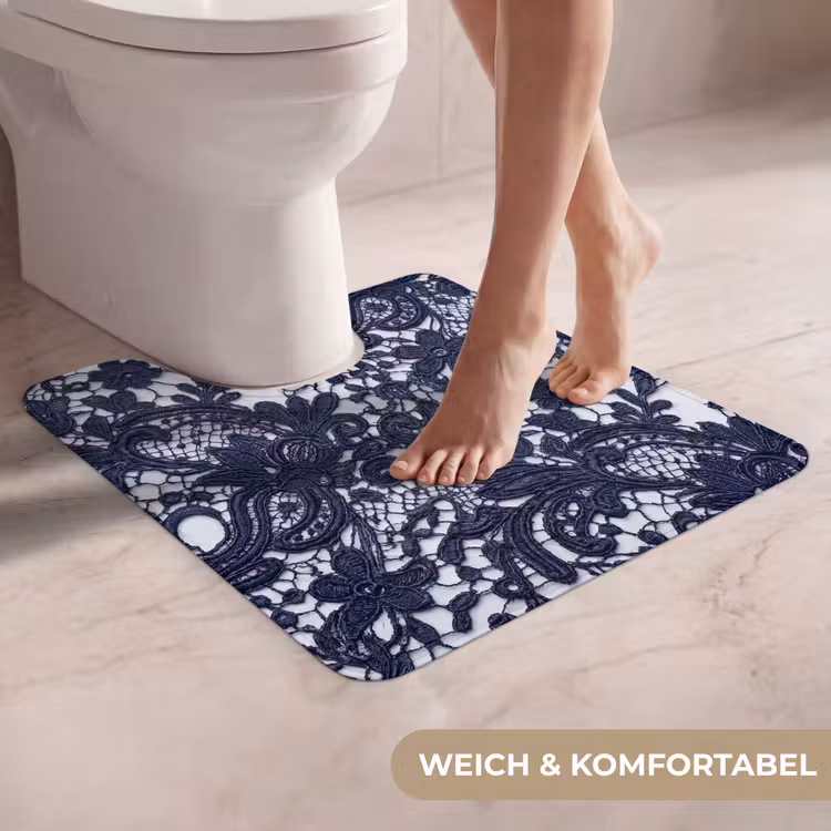 WC Vorleger - Dunkelblaue Spitze – Blumen — 5