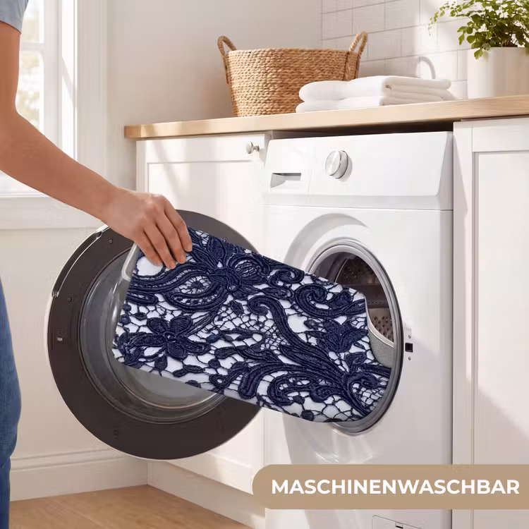 WC Vorleger - Dunkelblaue Spitze – Blumen — 7