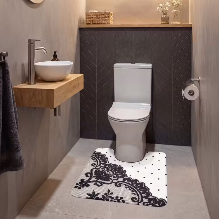 WC Vorleger - Schwarze Spitze – Blumen — 2