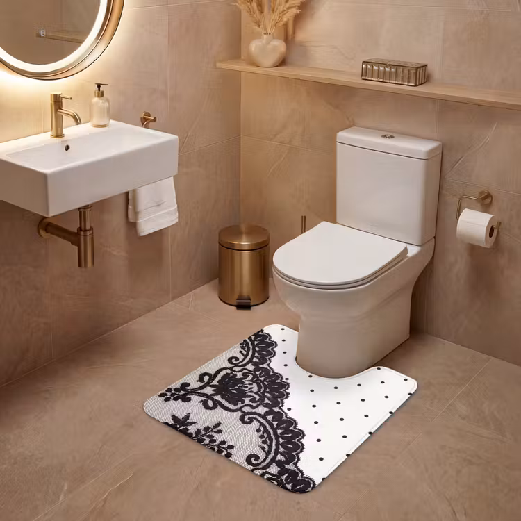 WC Vorleger - Schwarze Spitze – Blumen — 4