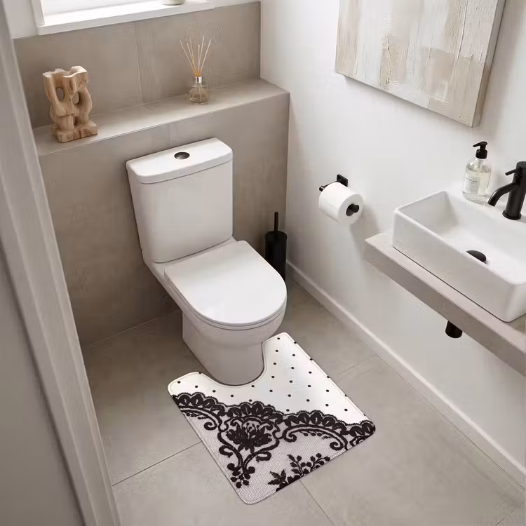 WC Vorleger - Schwarze Spitze – Blumen — 6