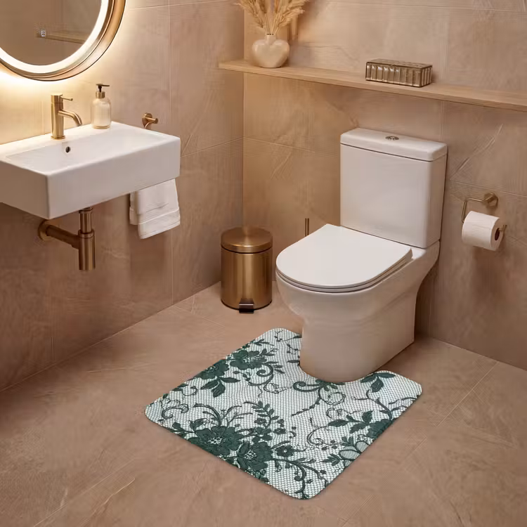 WC Vorleger - Spitze – Blumen – Grün — 4
