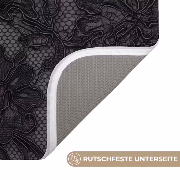 WC Vorleger - Spitze – Blumen – Schwarz — 3