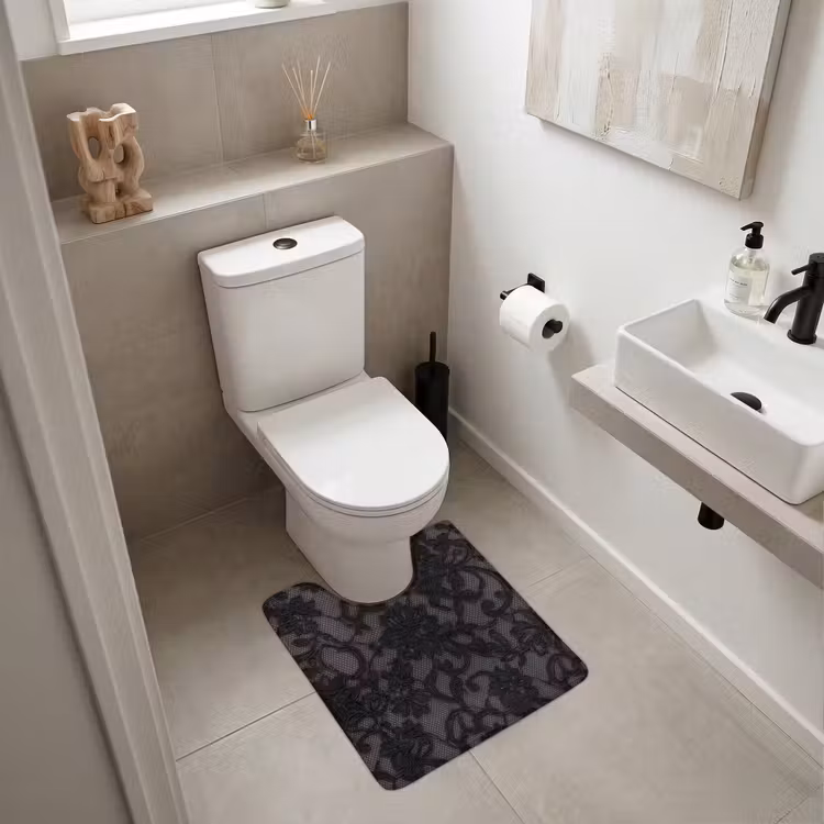 WC Vorleger - Spitze – Blumen – Schwarz — 6