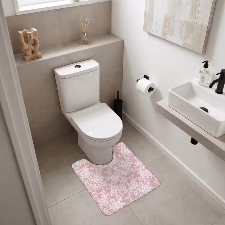 WC Vorleger - Spitze – Blumen – Weiß — 6