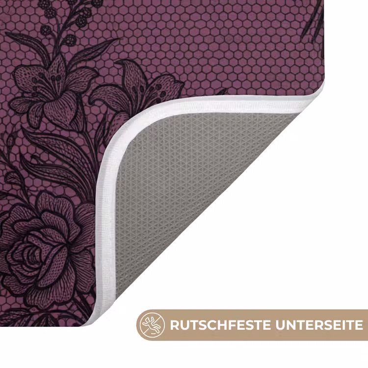 WC Vorleger - Spitzenmuster – Blumen – Lila — 3