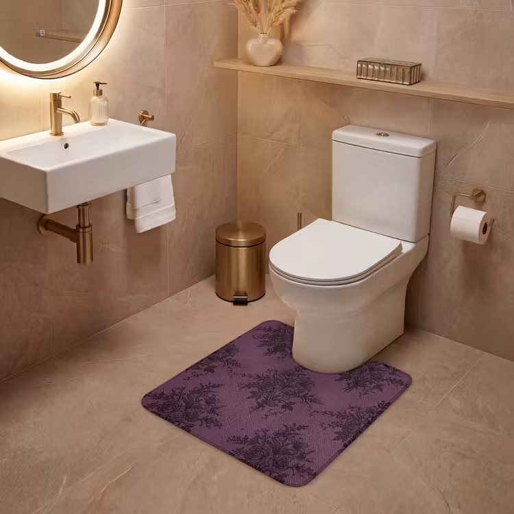 WC Vorleger - Spitzenmuster – Blumen – Lila — 4