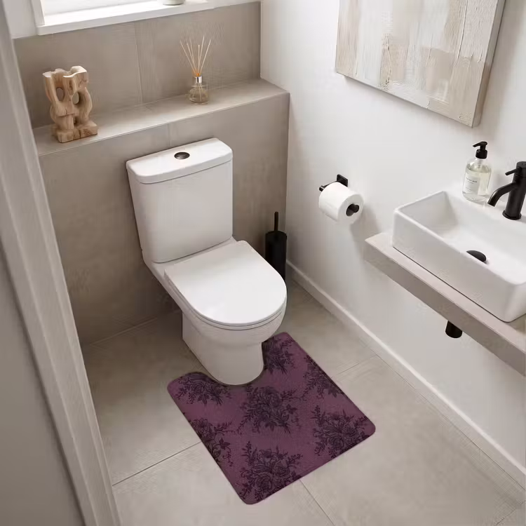 WC Vorleger - Spitzenmuster – Blumen – Lila — 6