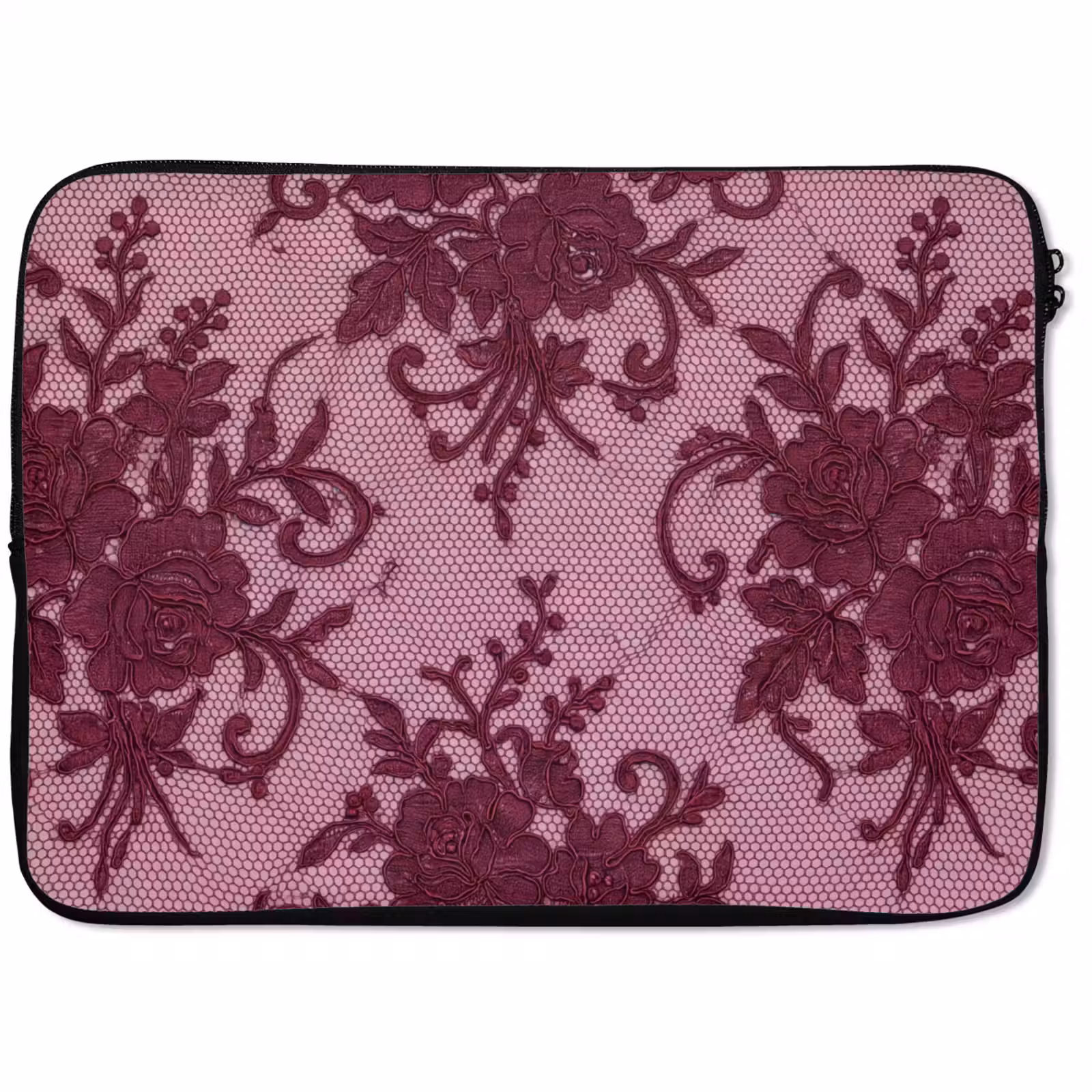 Laptop hülle - Bordeauxrotes Spitzenmuster — 1