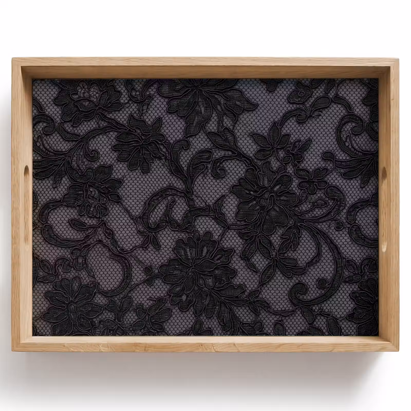 Tablett - Spitze – Blumen – Schwarz — 1