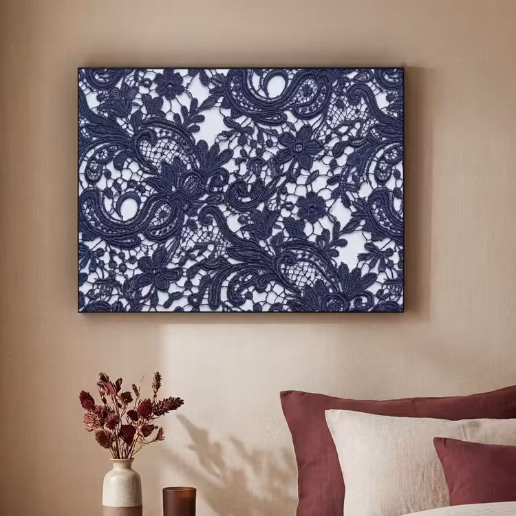 Art Frame - Dunkelblaue Spitze – Blumen — 2