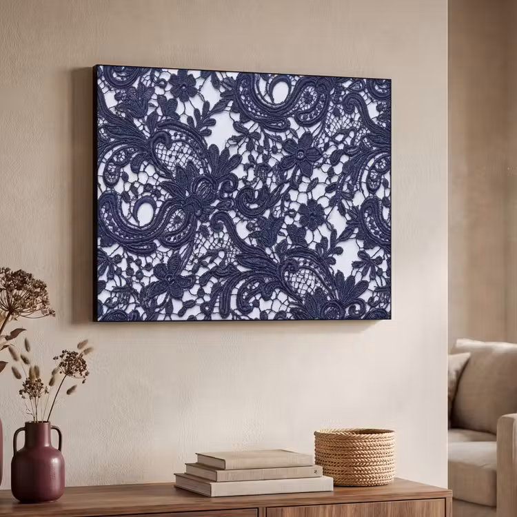 Art Frame - Dunkelblaue Spitze – Blumen — 3