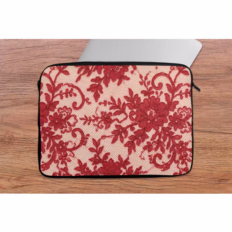Laptop hülle - Rote Spitze – Blumen — 2