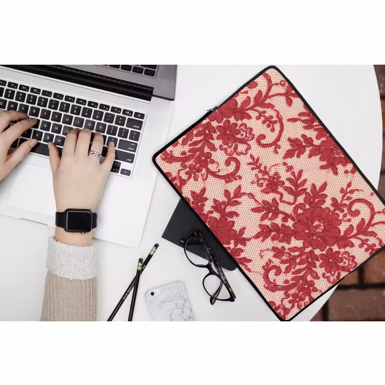 Laptop hülle - Rote Spitze – Blumen — 3