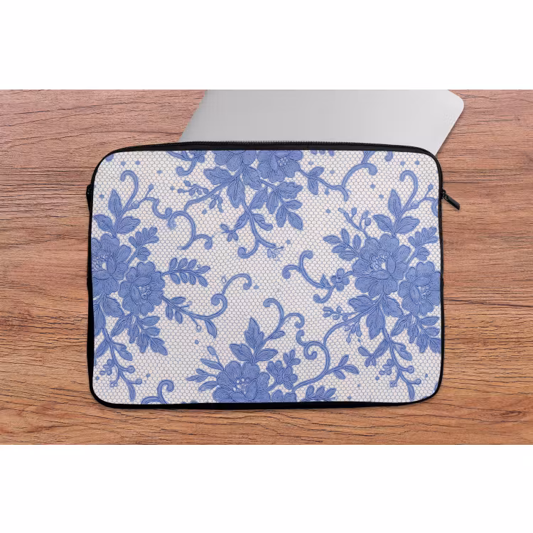 Laptop hülle - Spitze – Blumen – Blau — 2