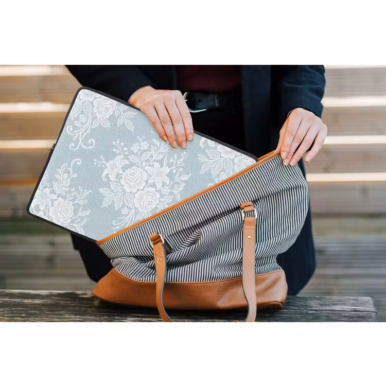 Laptop hülle - Weiß – Spitze – Vintage — 4