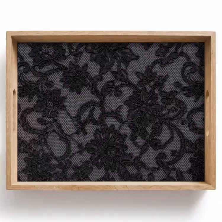 Tablett - Spitze – Blumen – Schwarz — 1