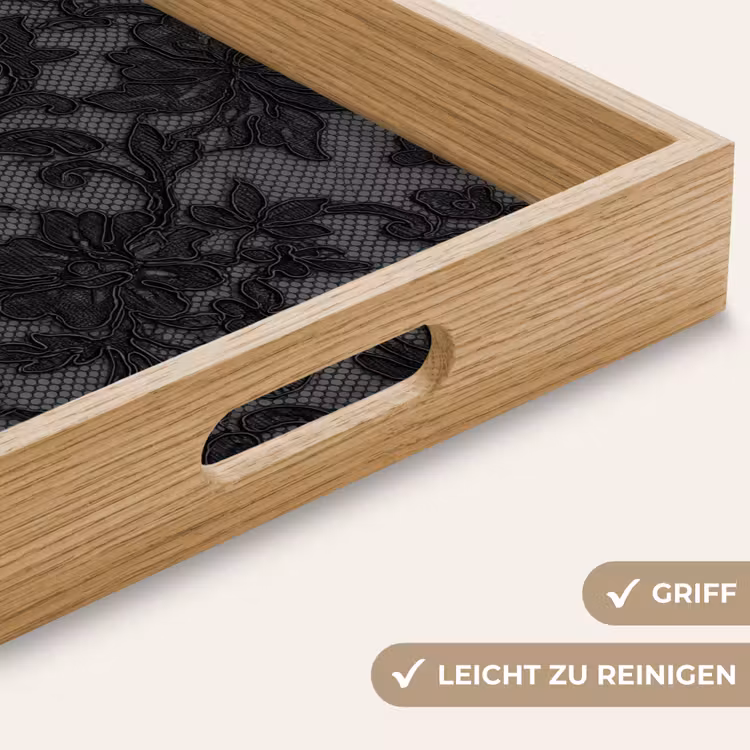 Tablett - Spitze – Blumen – Schwarz — 5